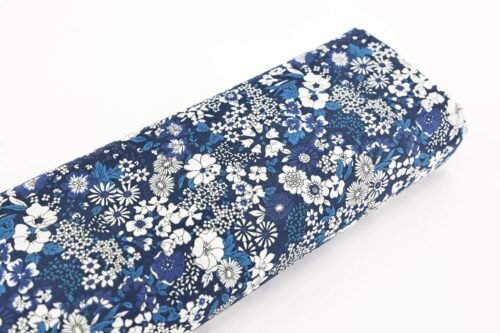 Japanese cotton lawn small flowers on navy blue