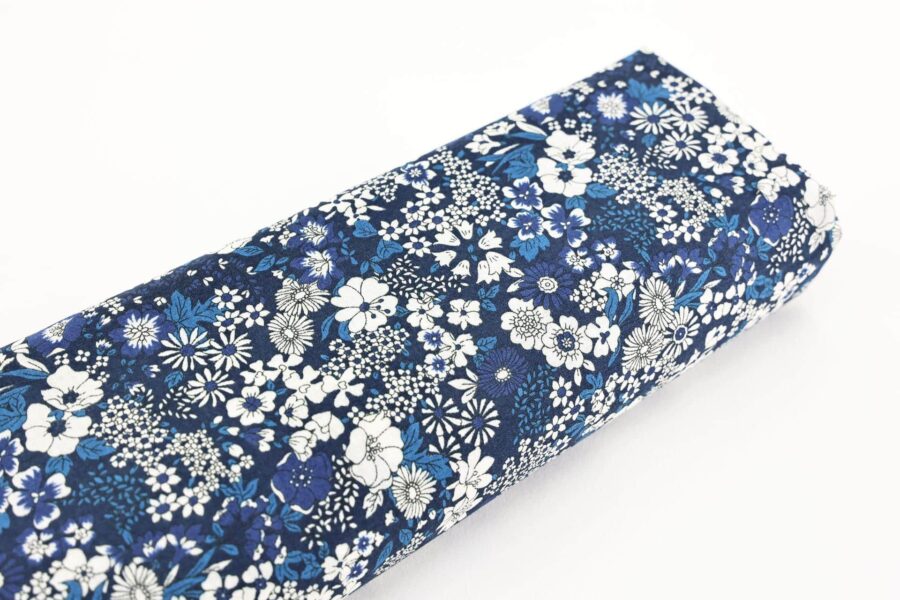 Japanese cotton lawn small flowers on navy blue