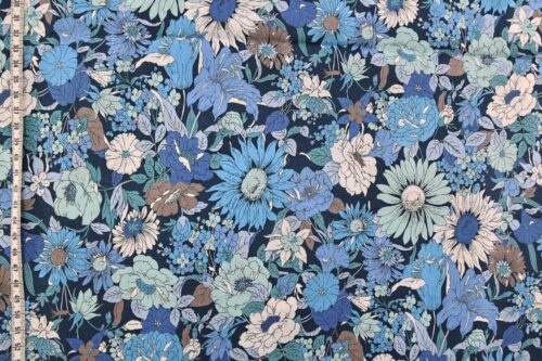 Liberty style blue and white colored lawn fabric