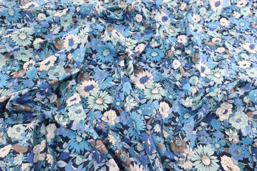 Liberty style blue and white colored lawn fabric
