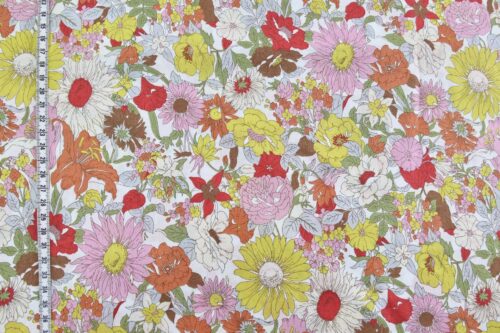 Liberty style pink and yellow colored lawn fabric