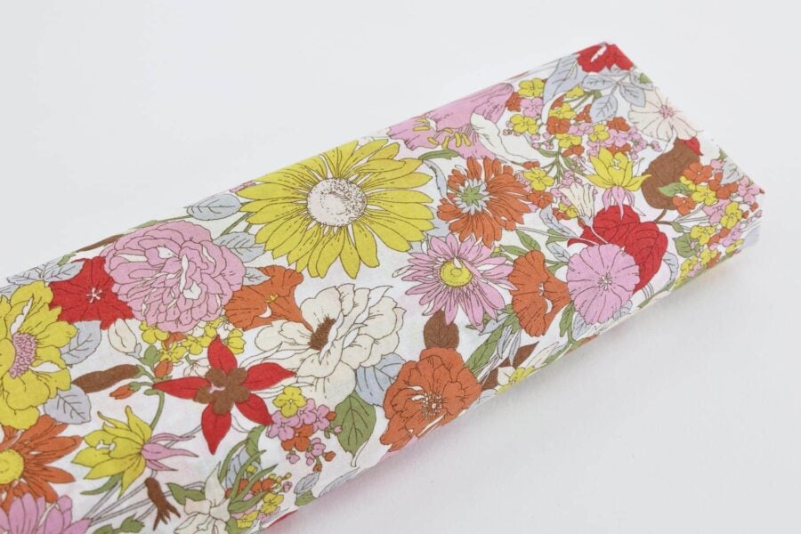 Liberty style pink and yellow colored lawn fabric