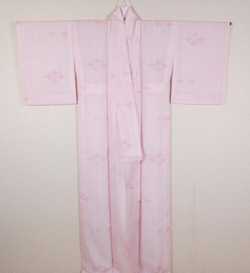 Lightweight summer Kimono with pink Komon pattern