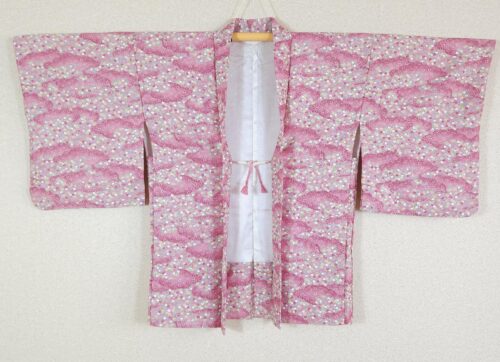 Pink Haori with floral cloud pattern