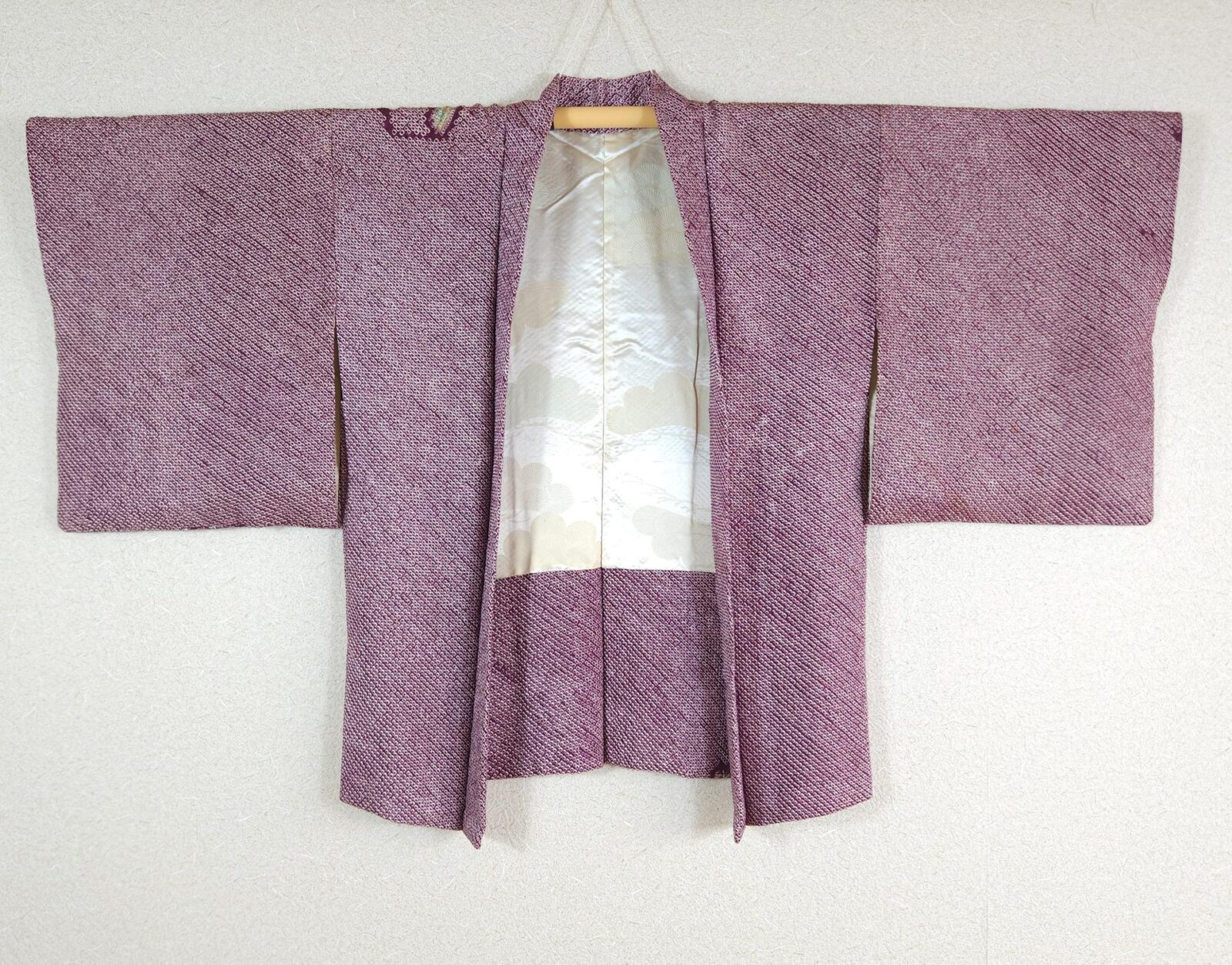 Aubergine Haori with Shibori maple leaves
