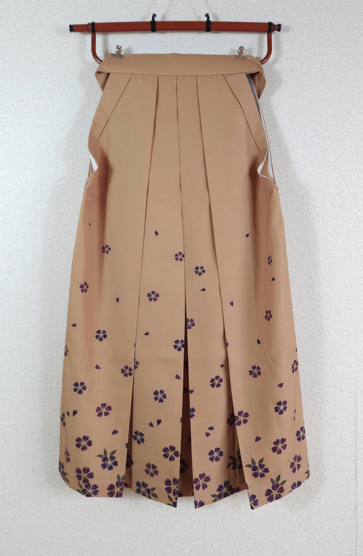 Beige hakama with purple sakura pattern