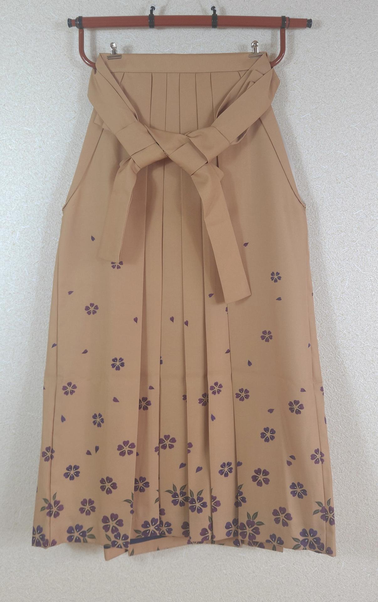 Beige hakama with purple sakura pattern