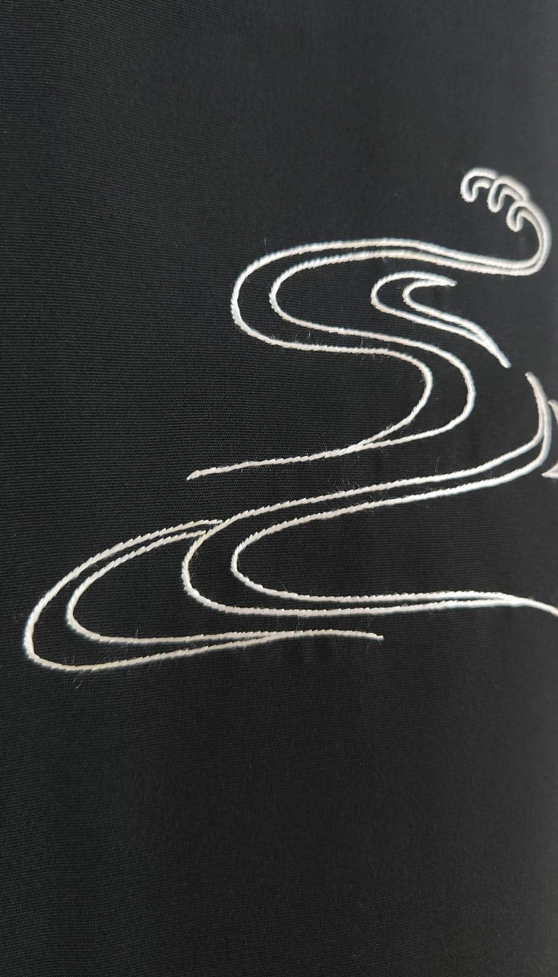 Black Haori embroidered with mandarin ducks