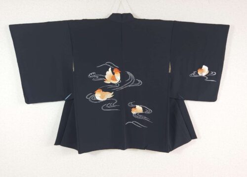 Black Haori embroidered with mandarin ducks