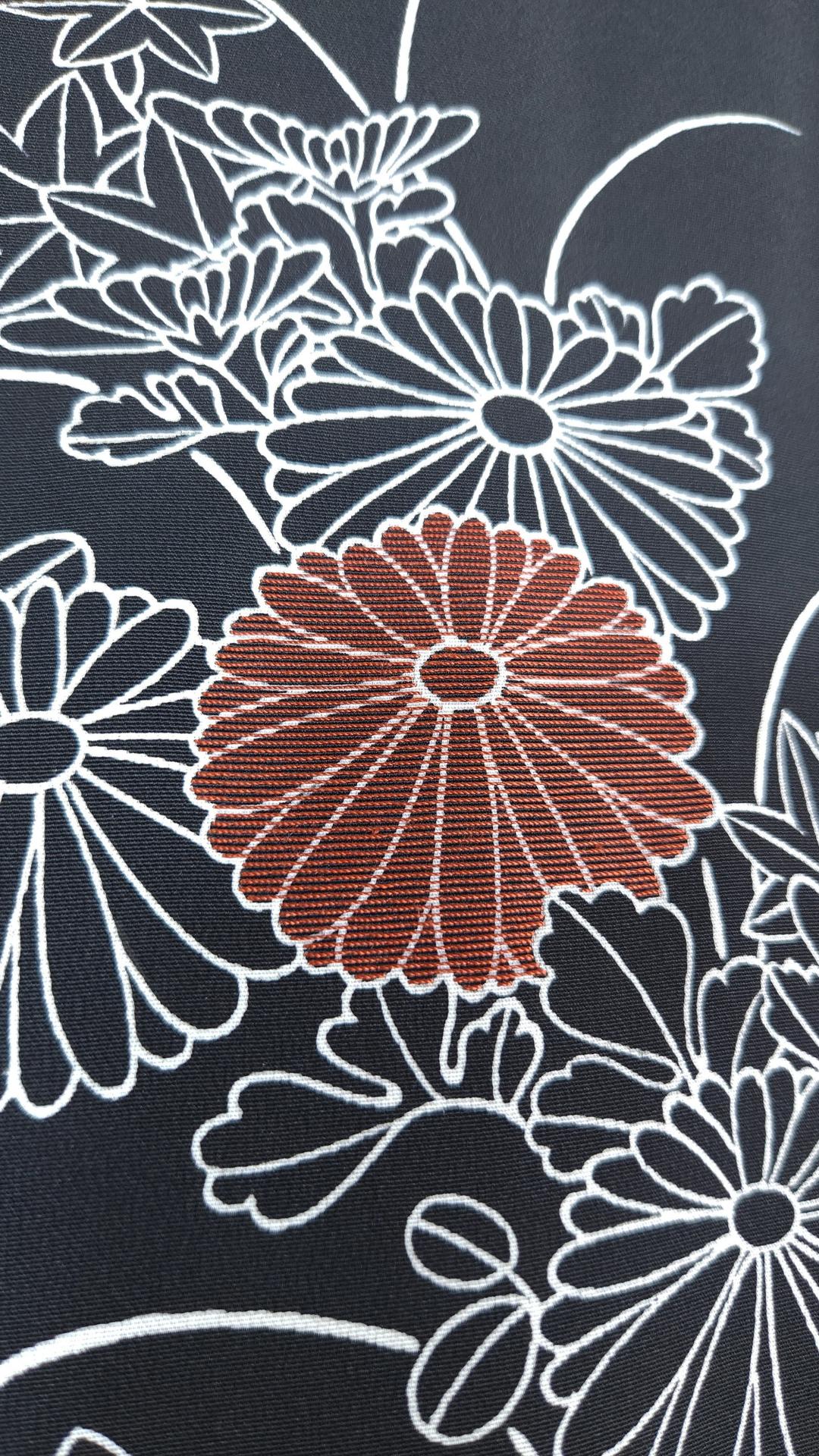 Black Haori with Hana Guruma motif