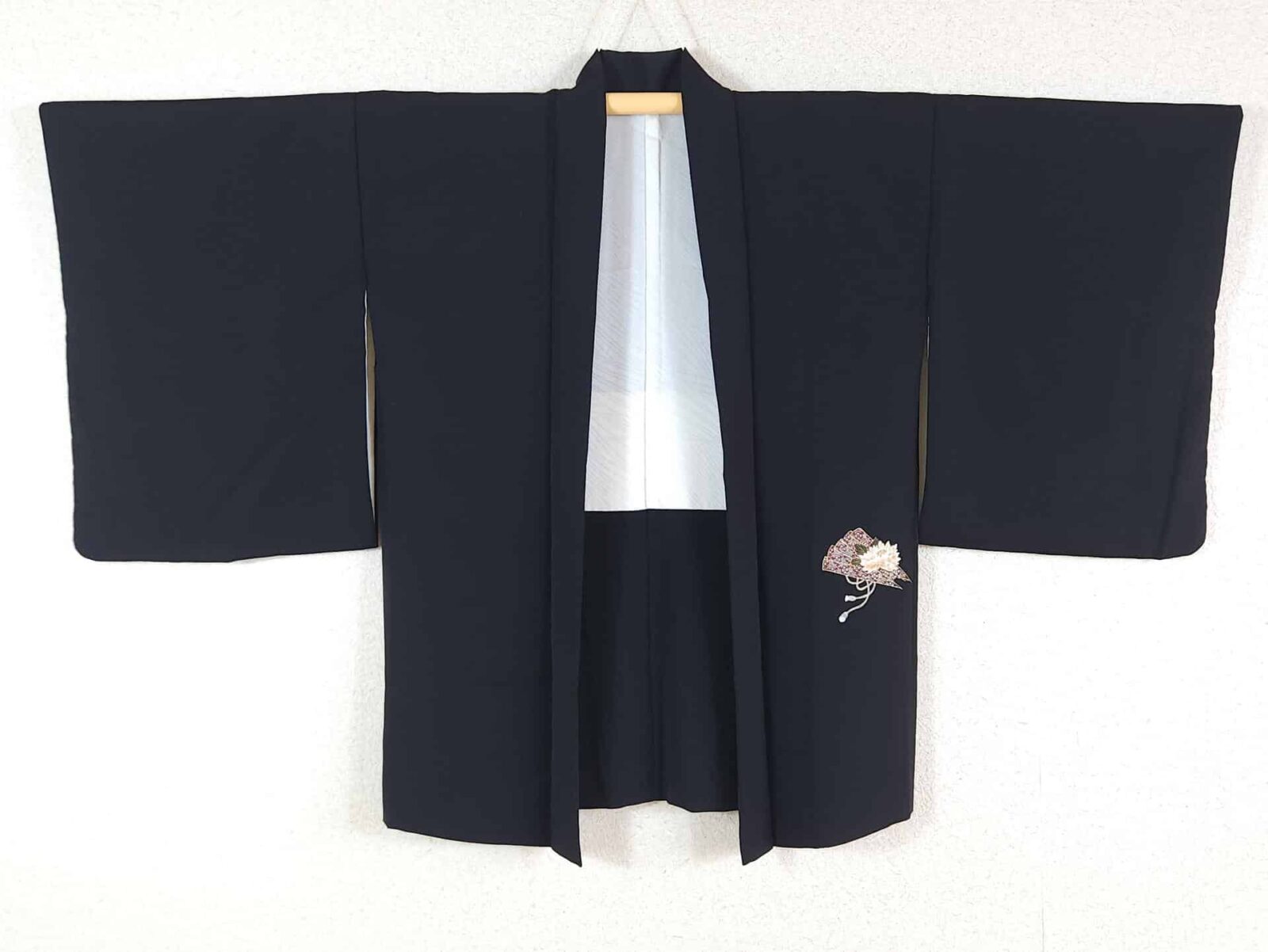 Black Haori with golden chrysanthemums and fans