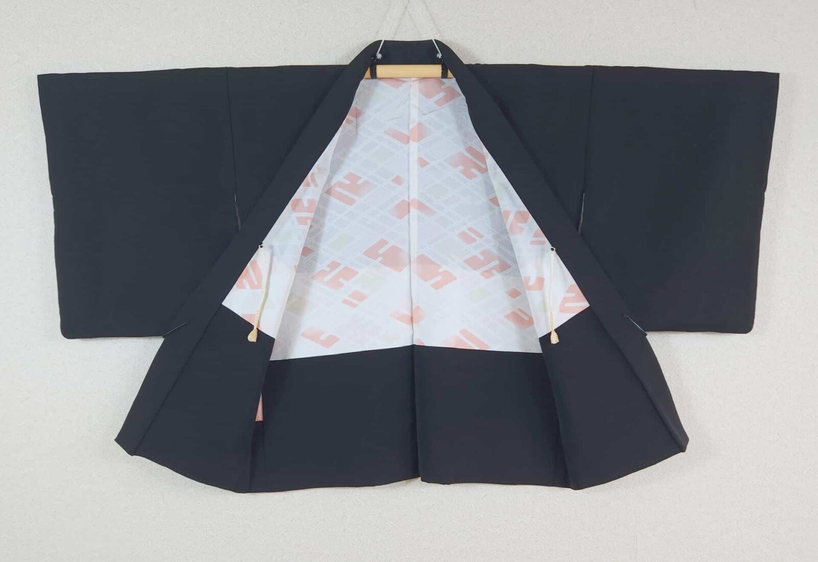 Black Haori with hand-painted flowers