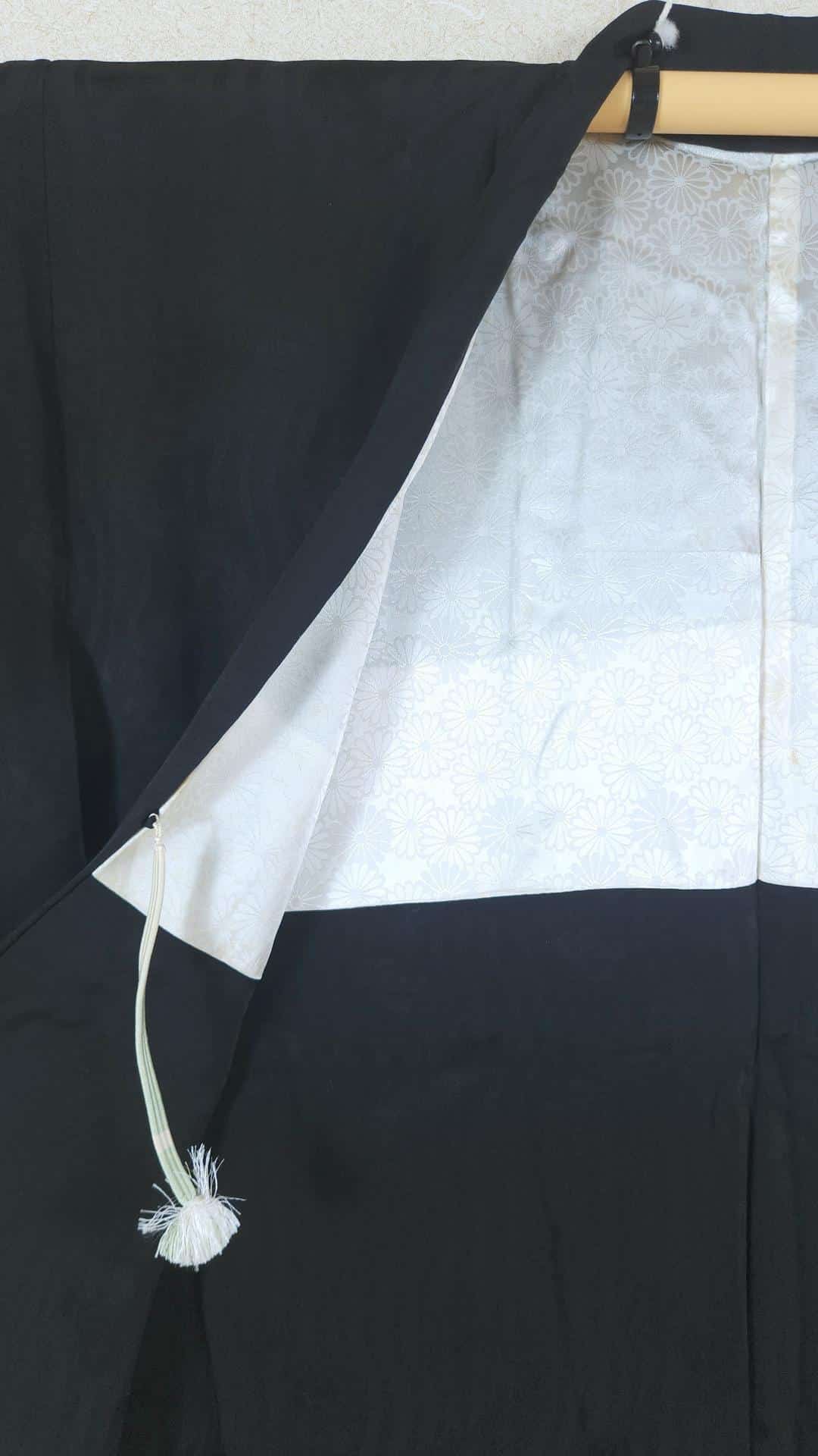Black Haori with subtle wavy patterns