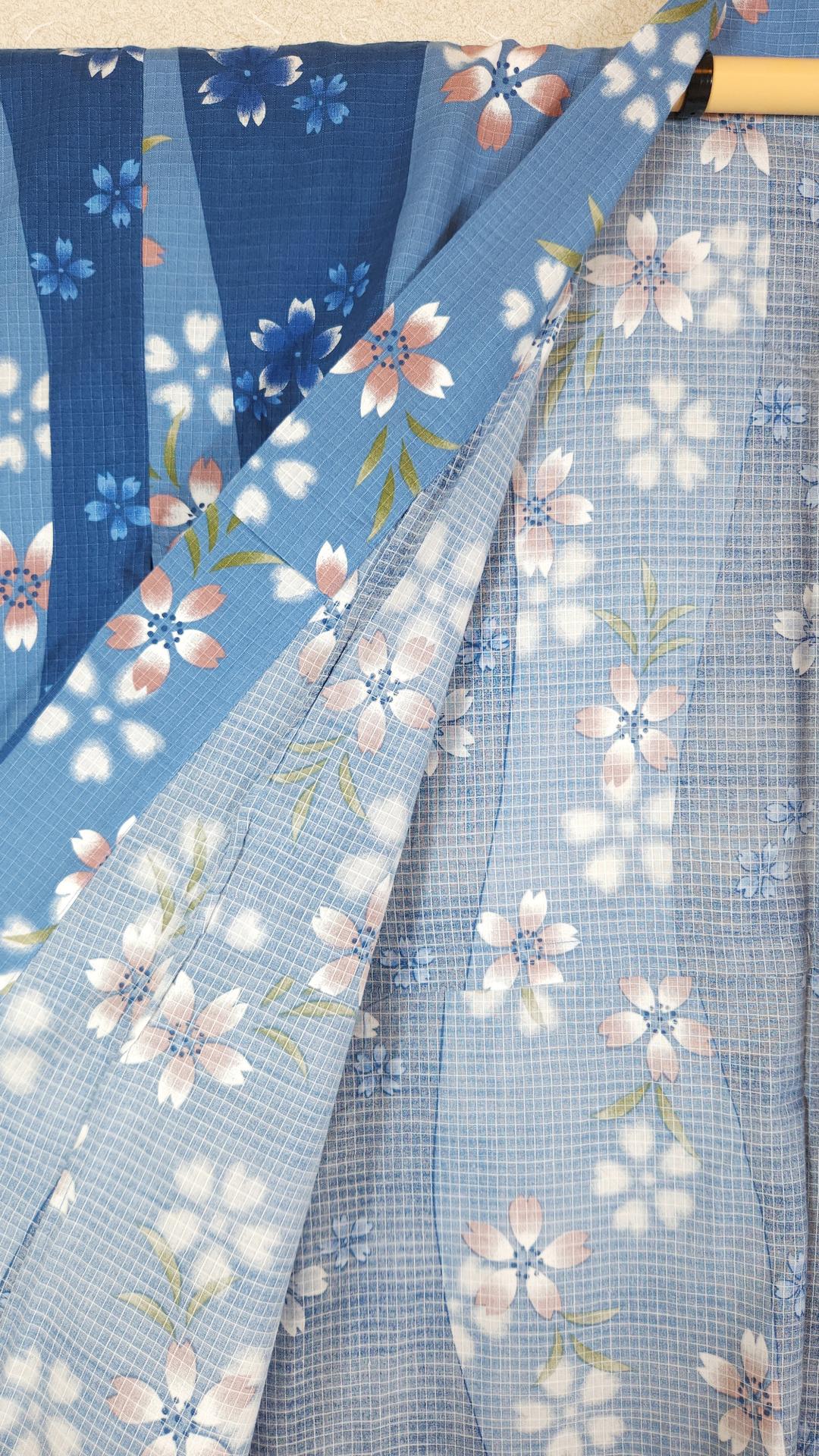 Blue Yukata with sakura flowers