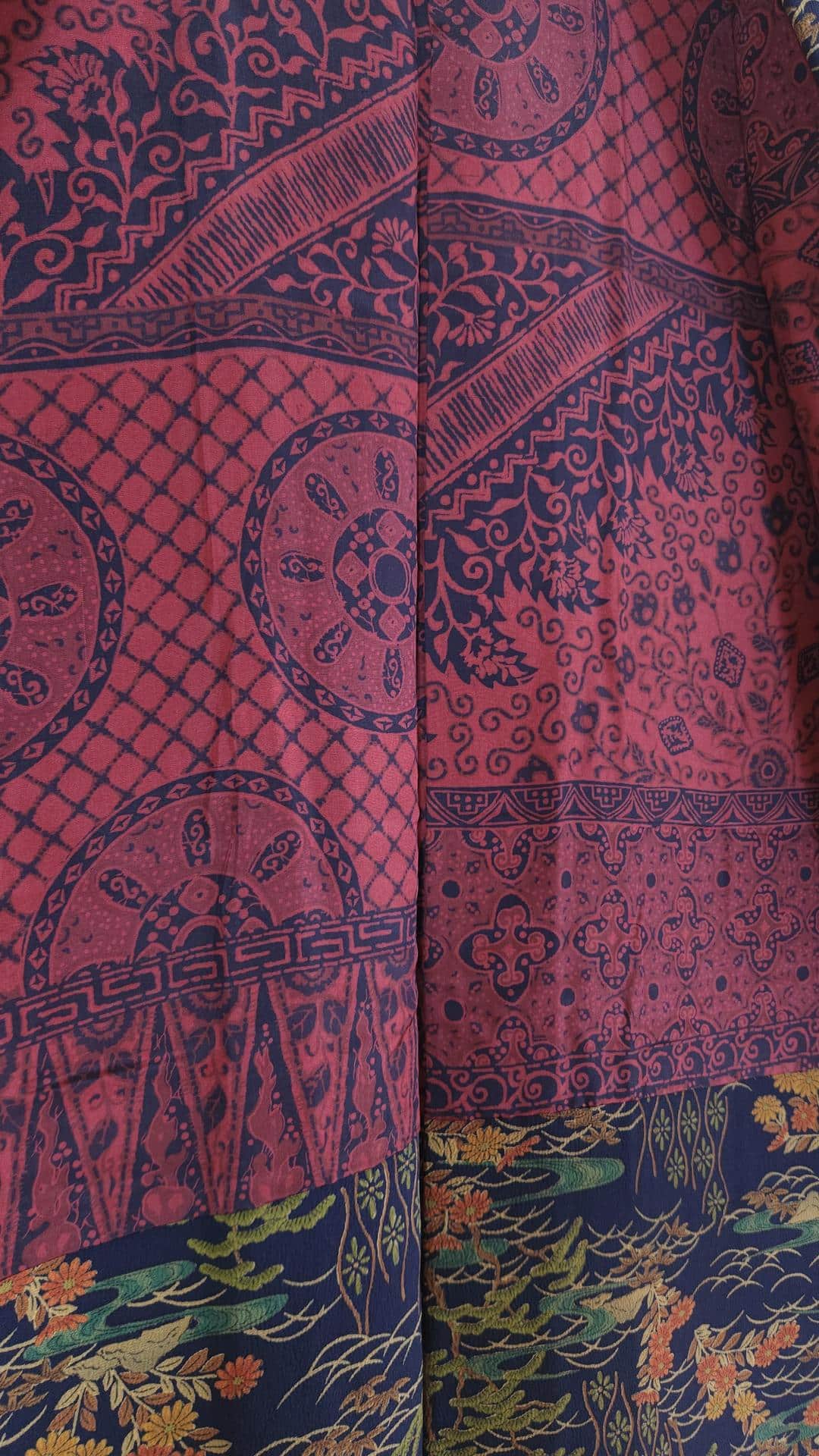 Dark blue Haori with pine and flower motifs
