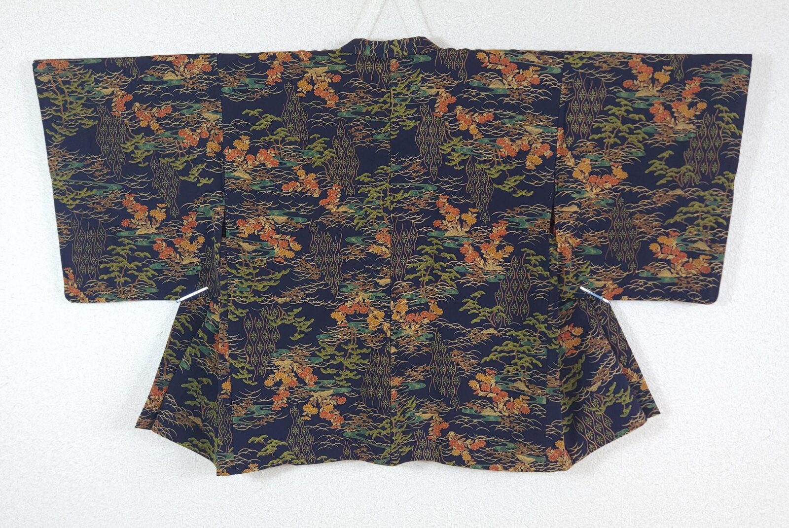 Dark blue Haori with pine and flower motifs