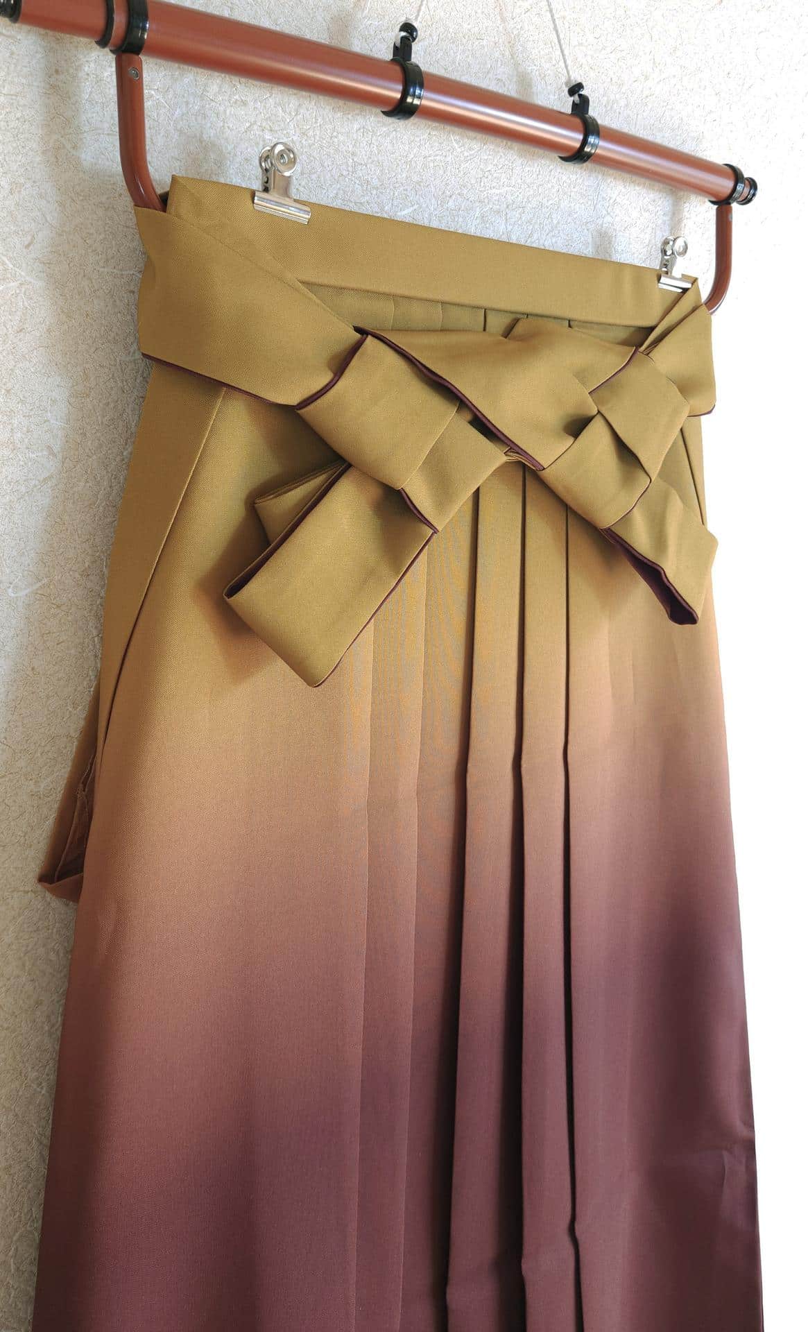 Elegant mustard to burgundy gradient hakama