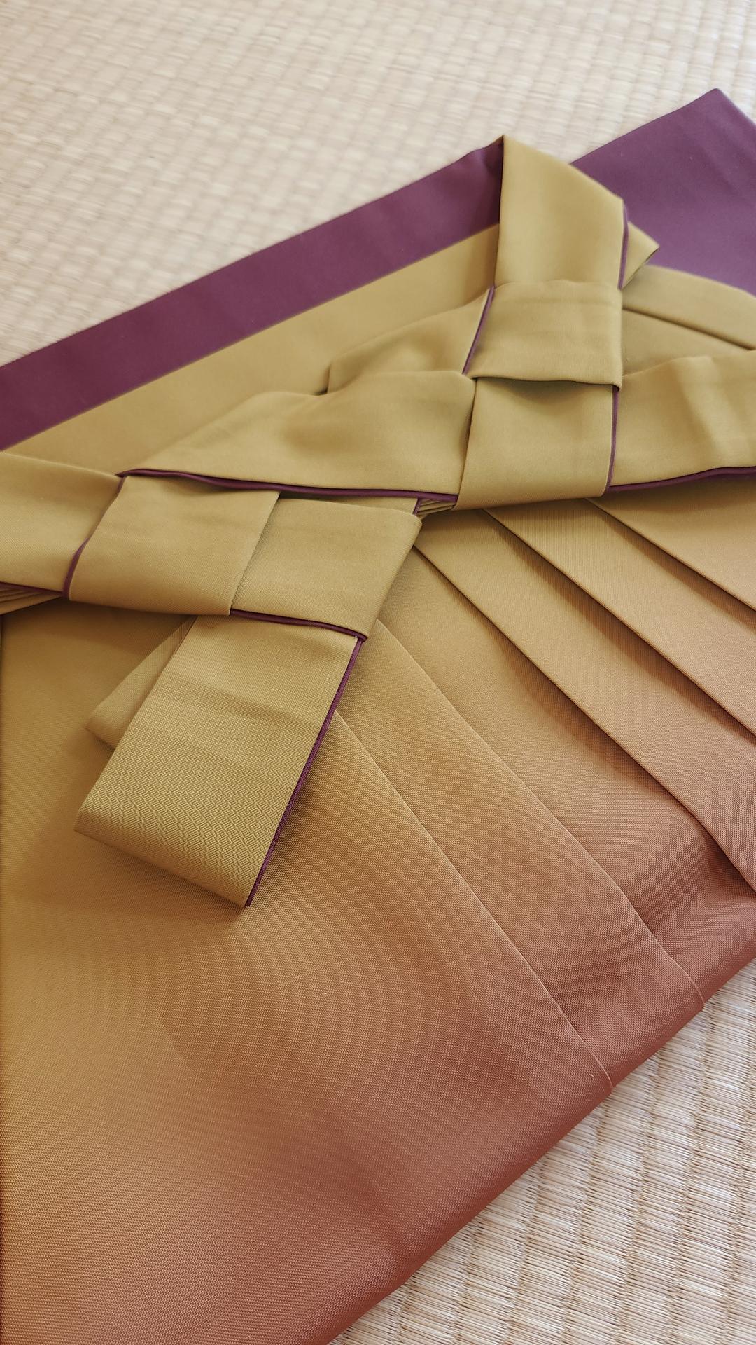 Elegant mustard to burgundy gradient hakama