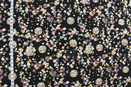 Japanese Fabric Ume and Hana Maru black background