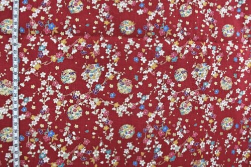 Japanese Fabric Ume and Hana Maru red background