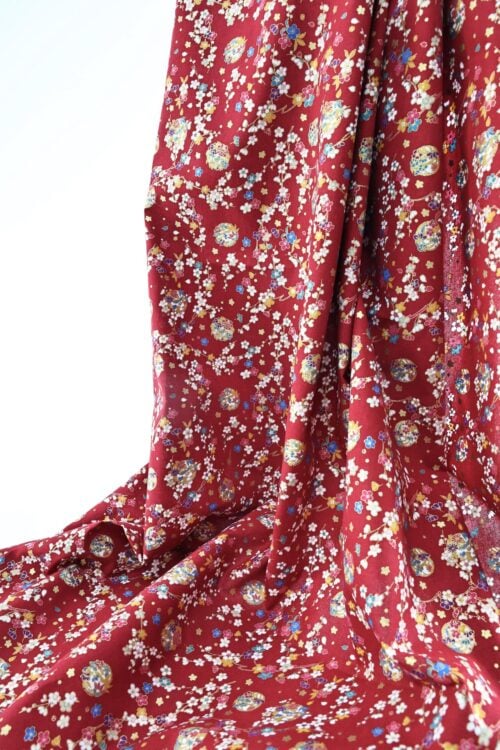 Japanese Fabric Ume and Hana Maru red background