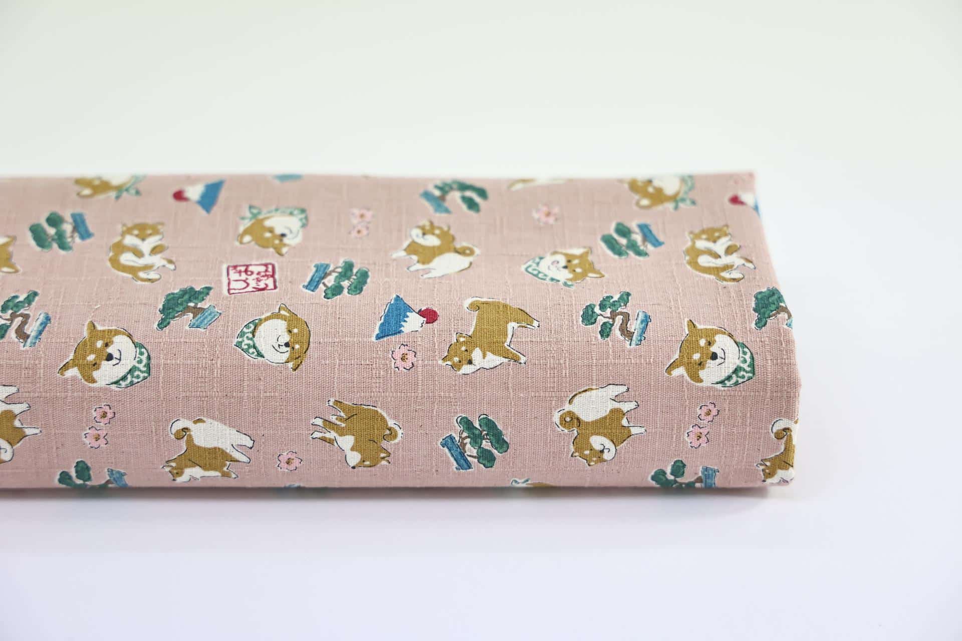 Japanese fabric kawaii Shiba Inu pink background