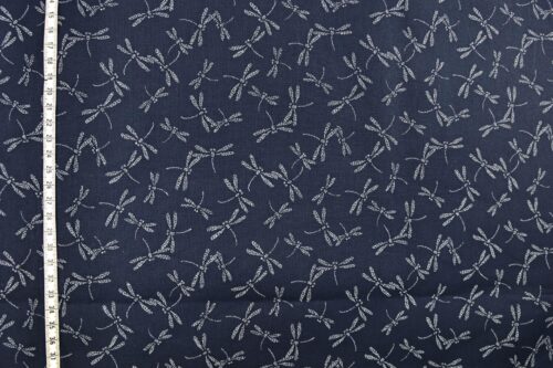 Japanese fabric small dragonflies blue background