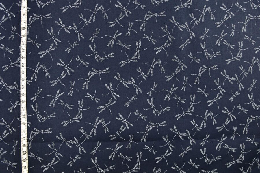 Japanese fabric small dragonflies blue background