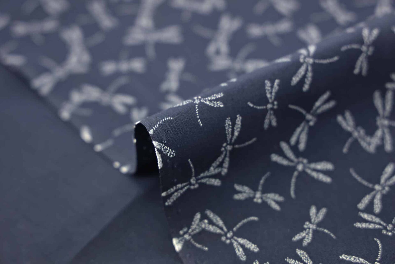 Japanese fabric small dragonflies blue background