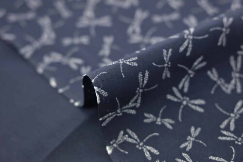 Japanese fabric small dragonflies blue background