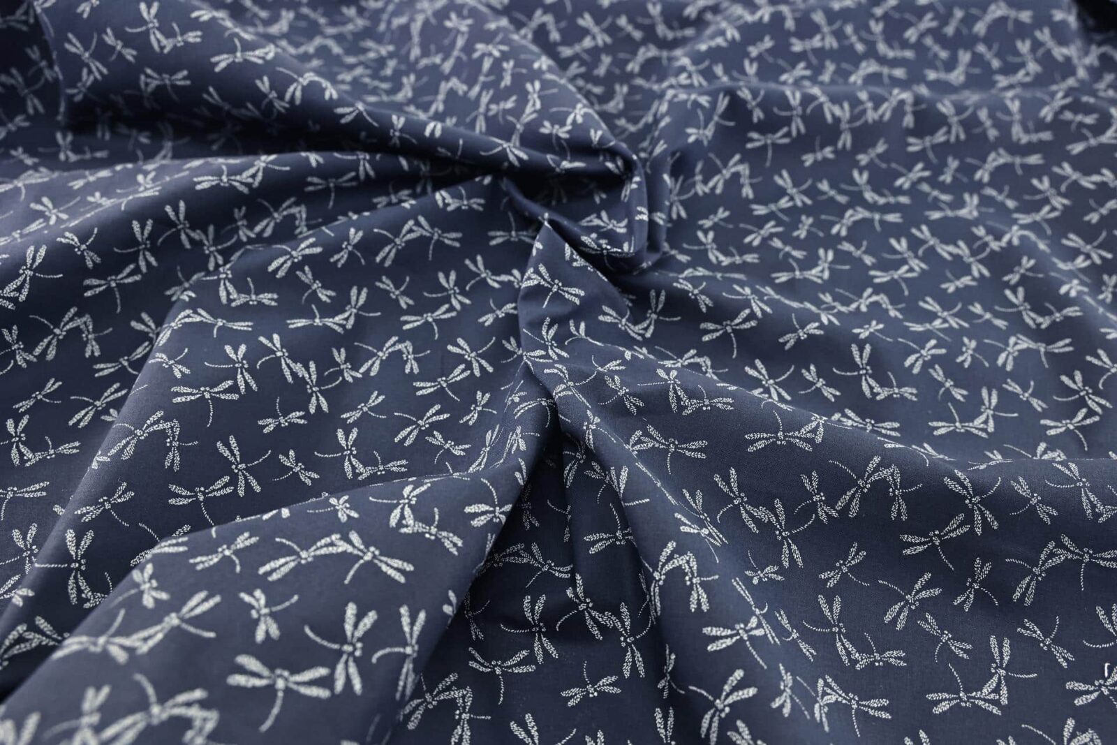 Japanese fabric small dragonflies blue background