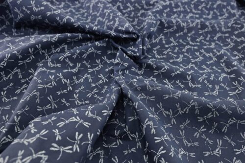Japanese fabric small dragonflies blue background