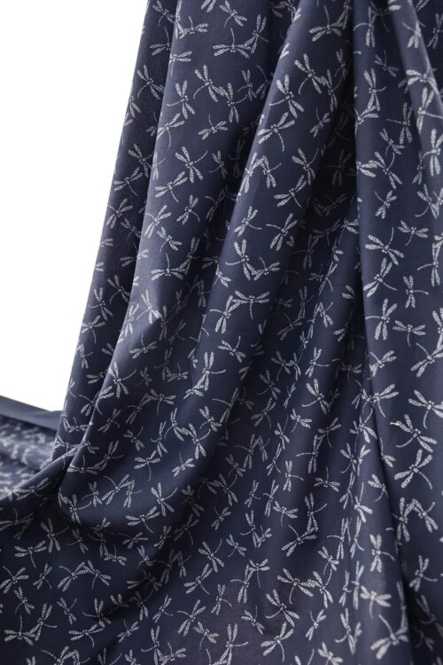 Japanese fabric small dragonflies blue background