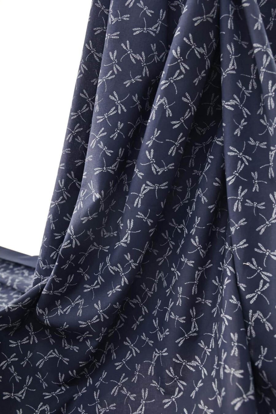 Japanese fabric small dragonflies blue background
