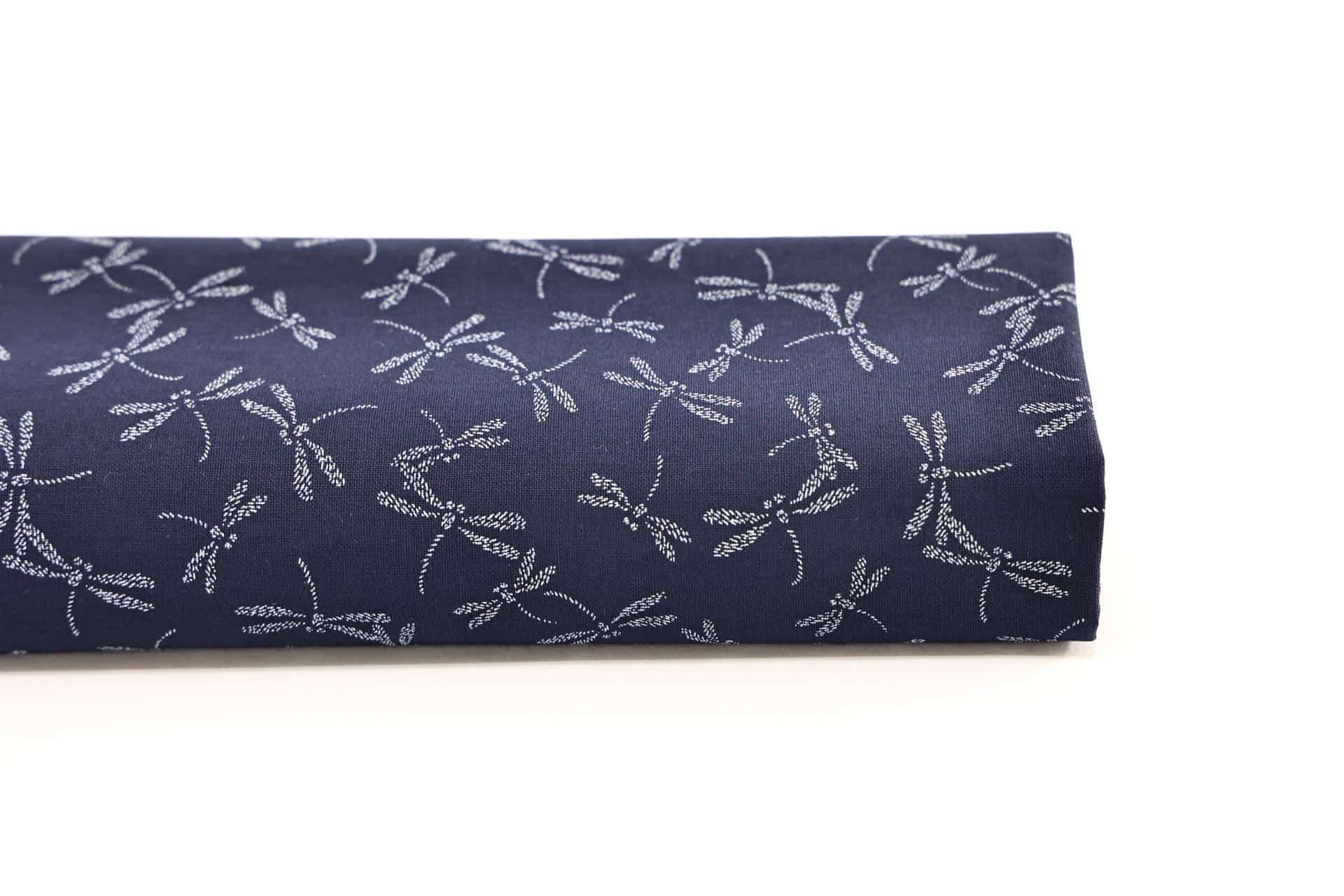 Japanese fabric small dragonflies blue background