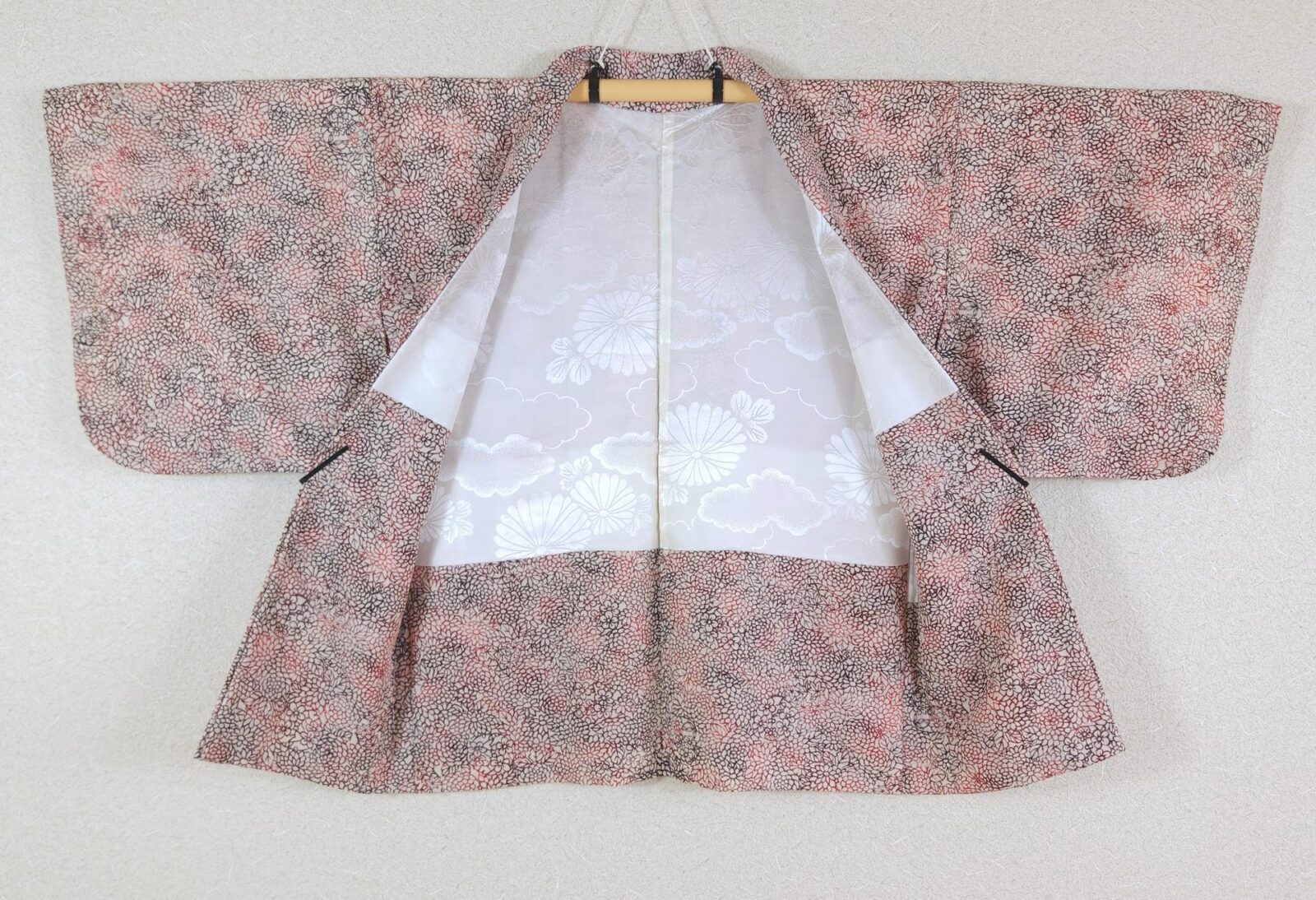 Japanese haori with red and black flowers