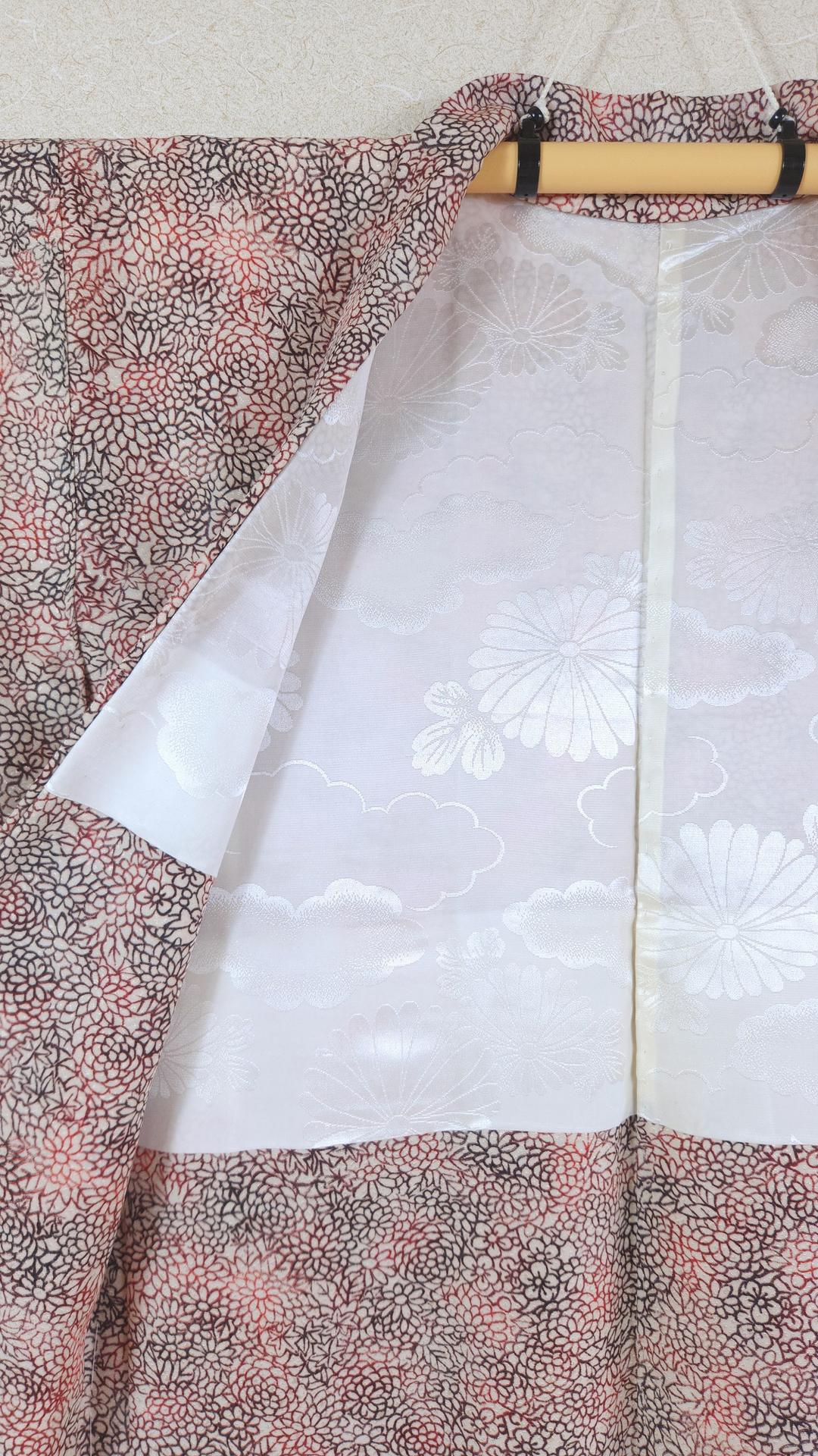Japanese haori with red and black flowers