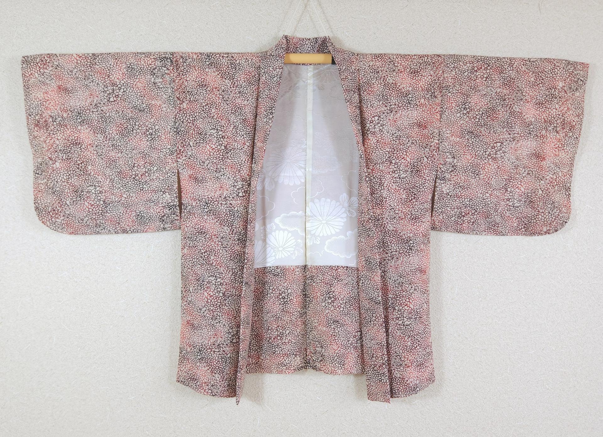 Japanese haori with red and black flowers