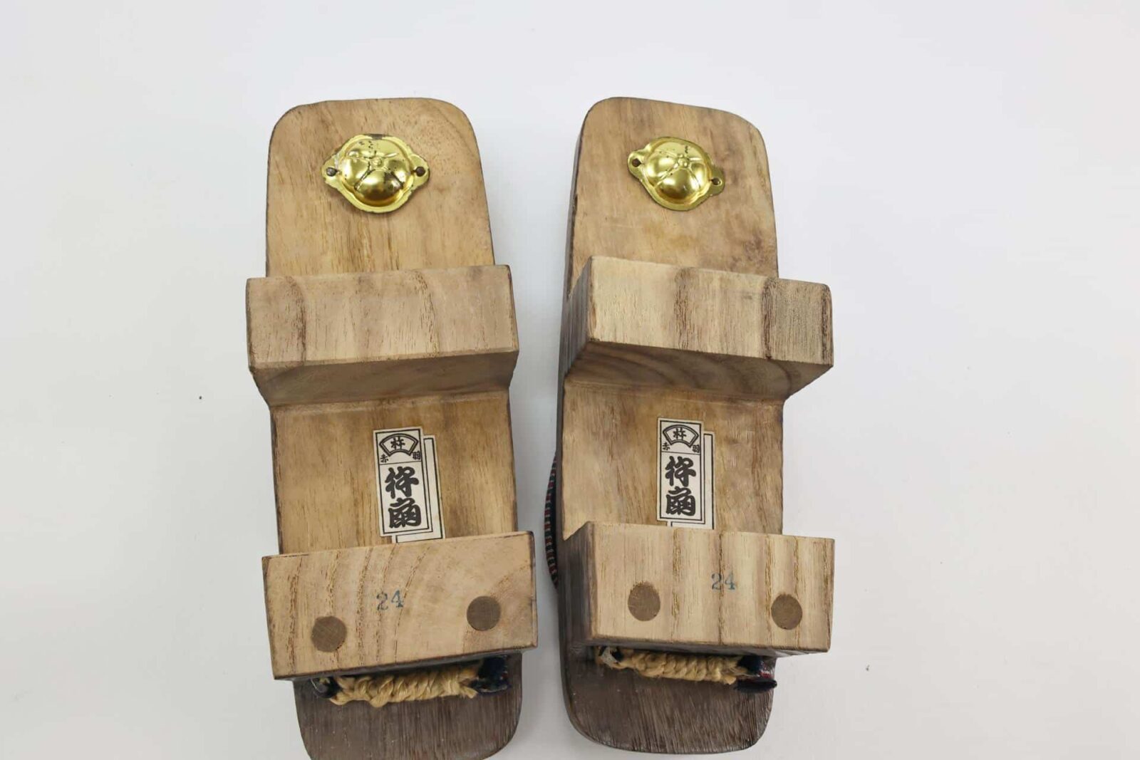 Japanese wooden Geta with striped straps