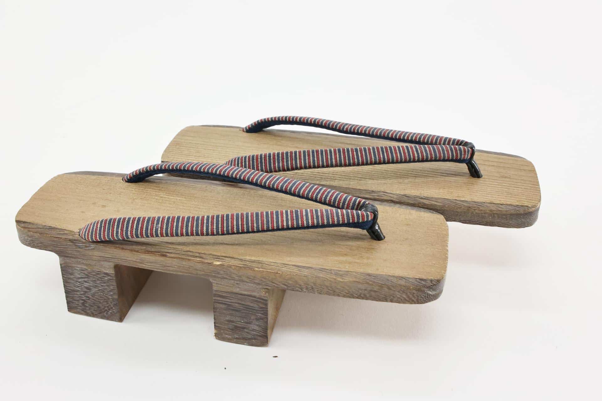 Japanese wooden Geta with striped straps
