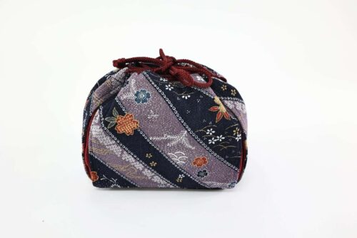 Kimono bag in floral chirimen fabric