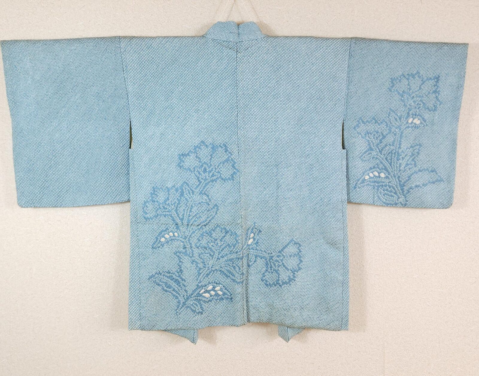 Light blue Haori with Shibori flowers