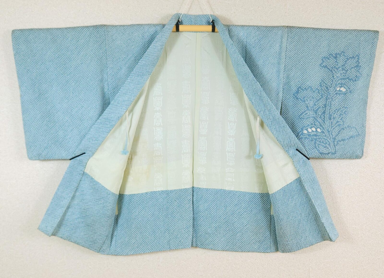 Light blue Haori with Shibori flowers