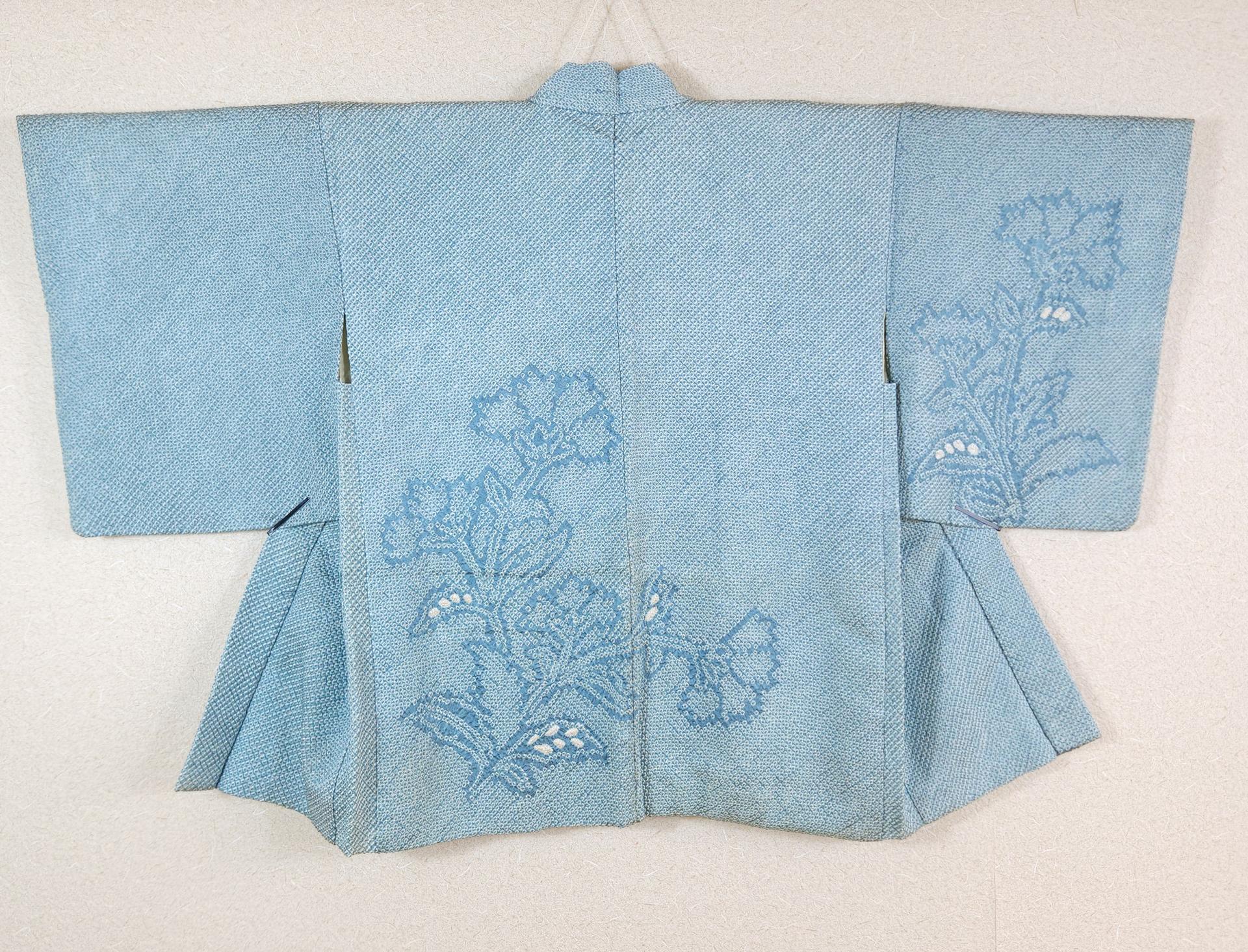 Light blue Haori with Shibori flowers