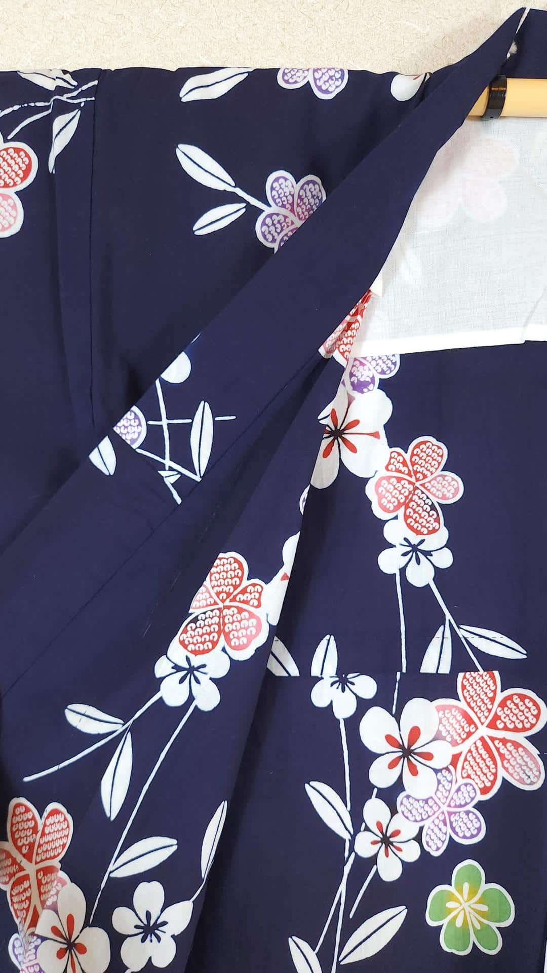 Navy blue Yukata with colorful flowers