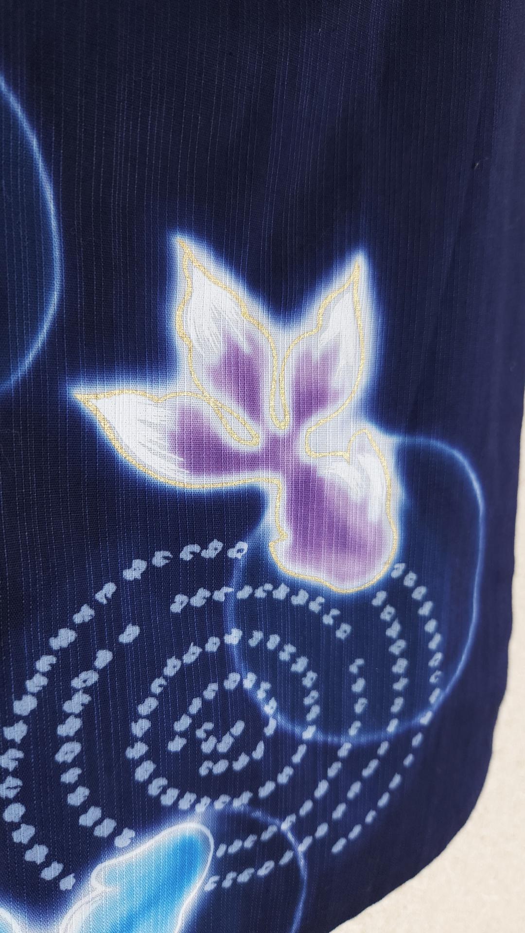 Navy blue Yukata with fish motif