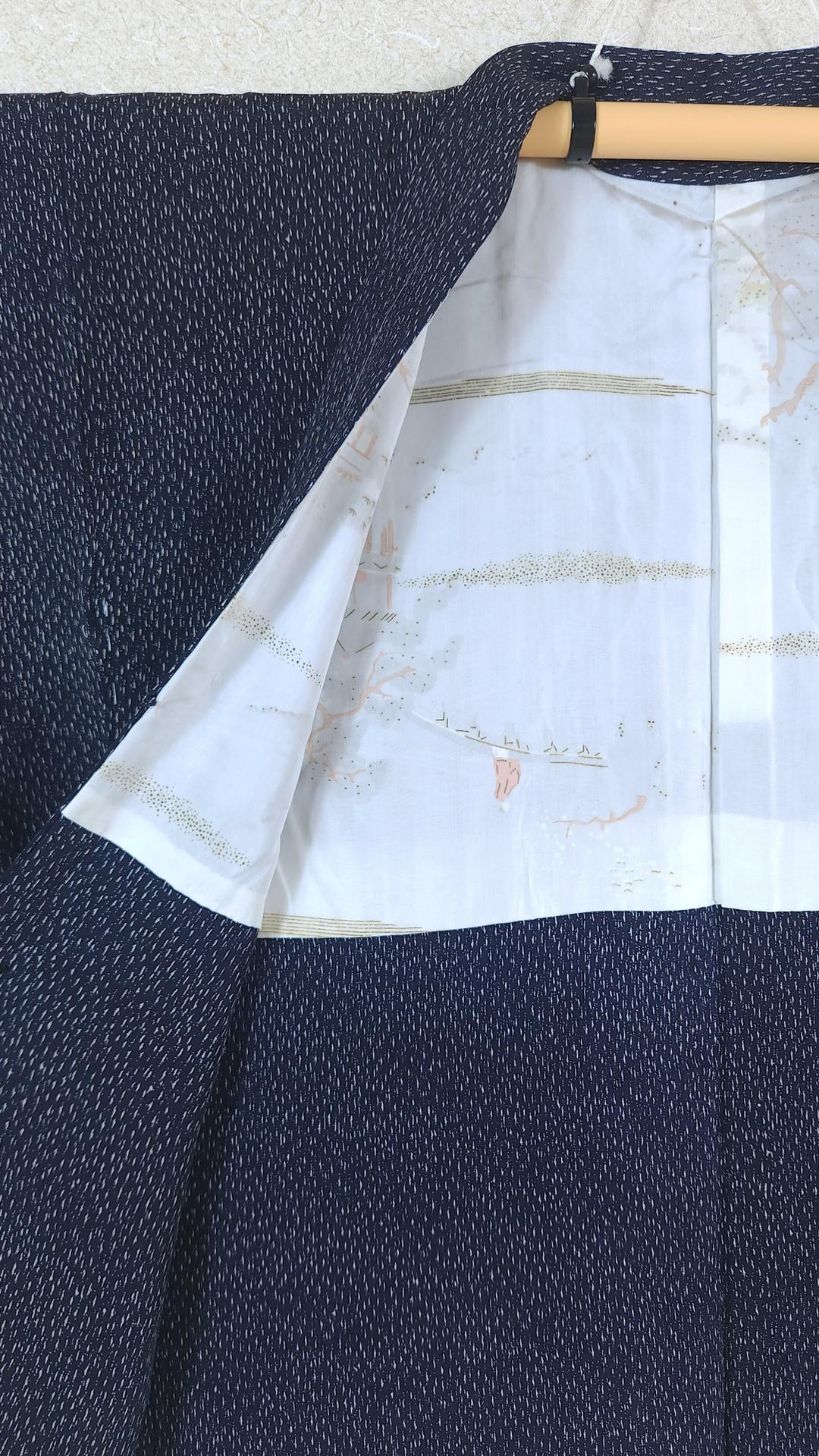 Navy blue haori with komon pattern