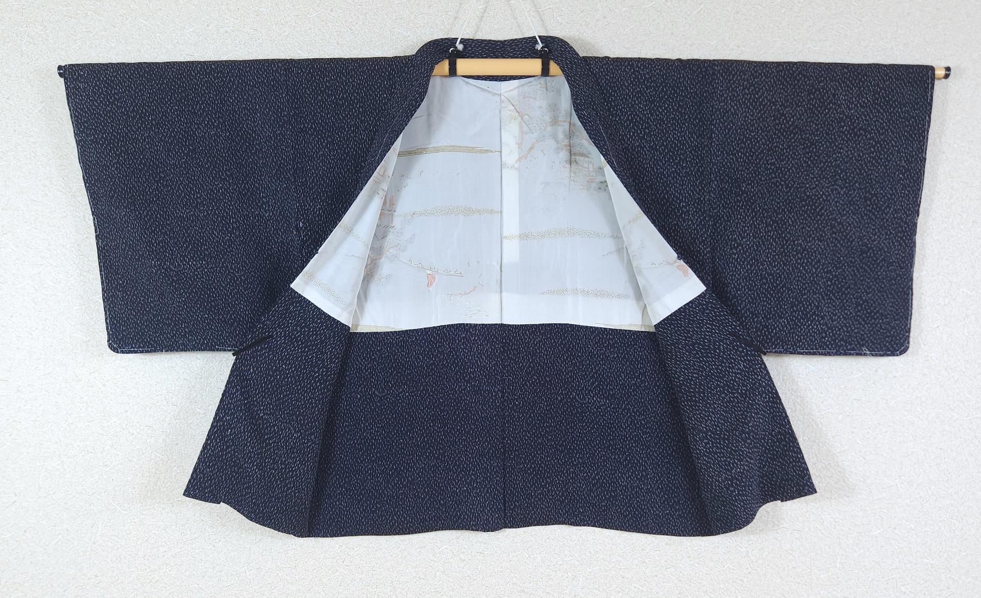Navy blue haori with komon pattern