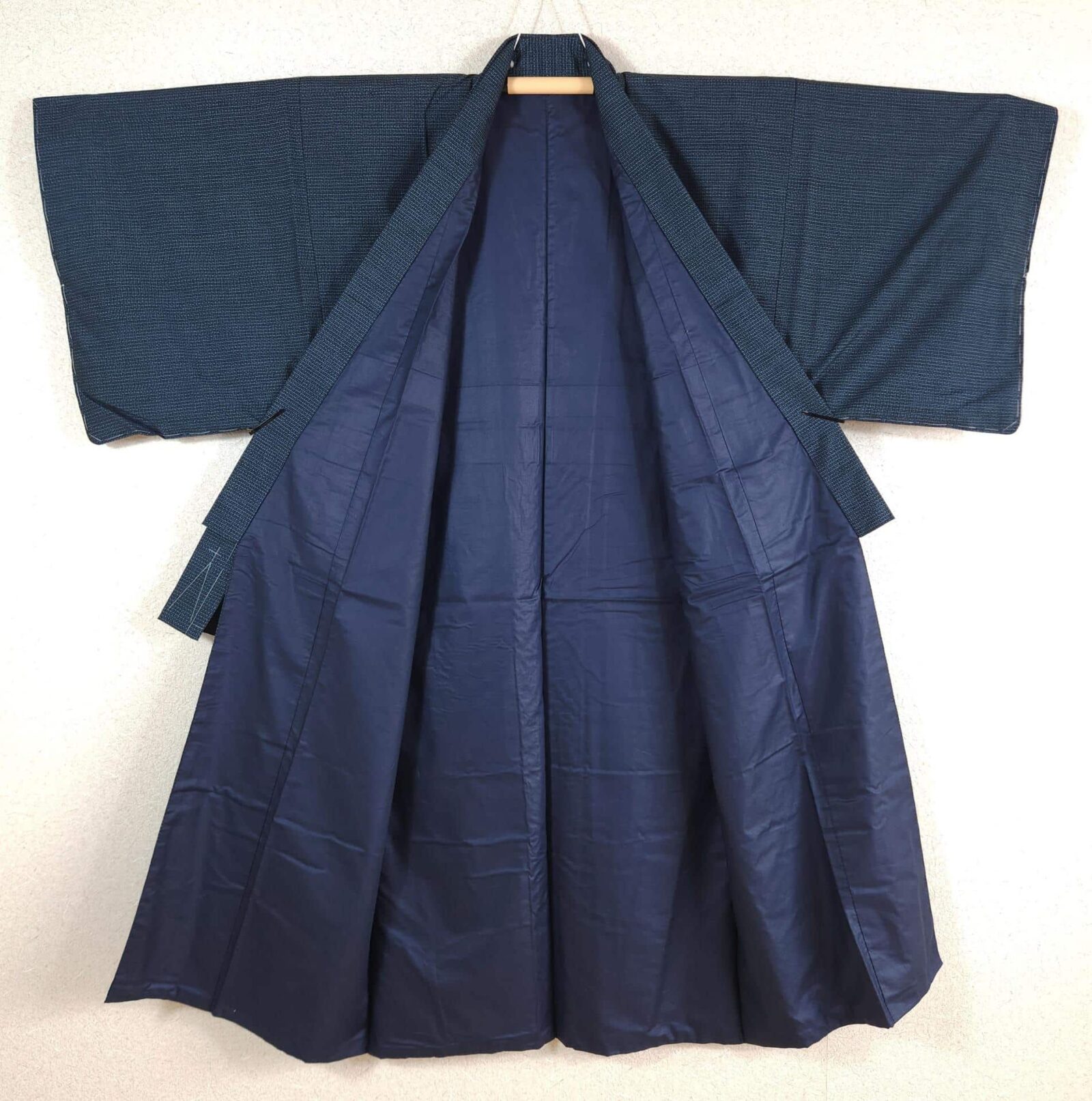 Navy blue men's Kimono set with landscape design