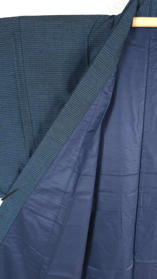 Navy blue men's Kimono set with landscape design
